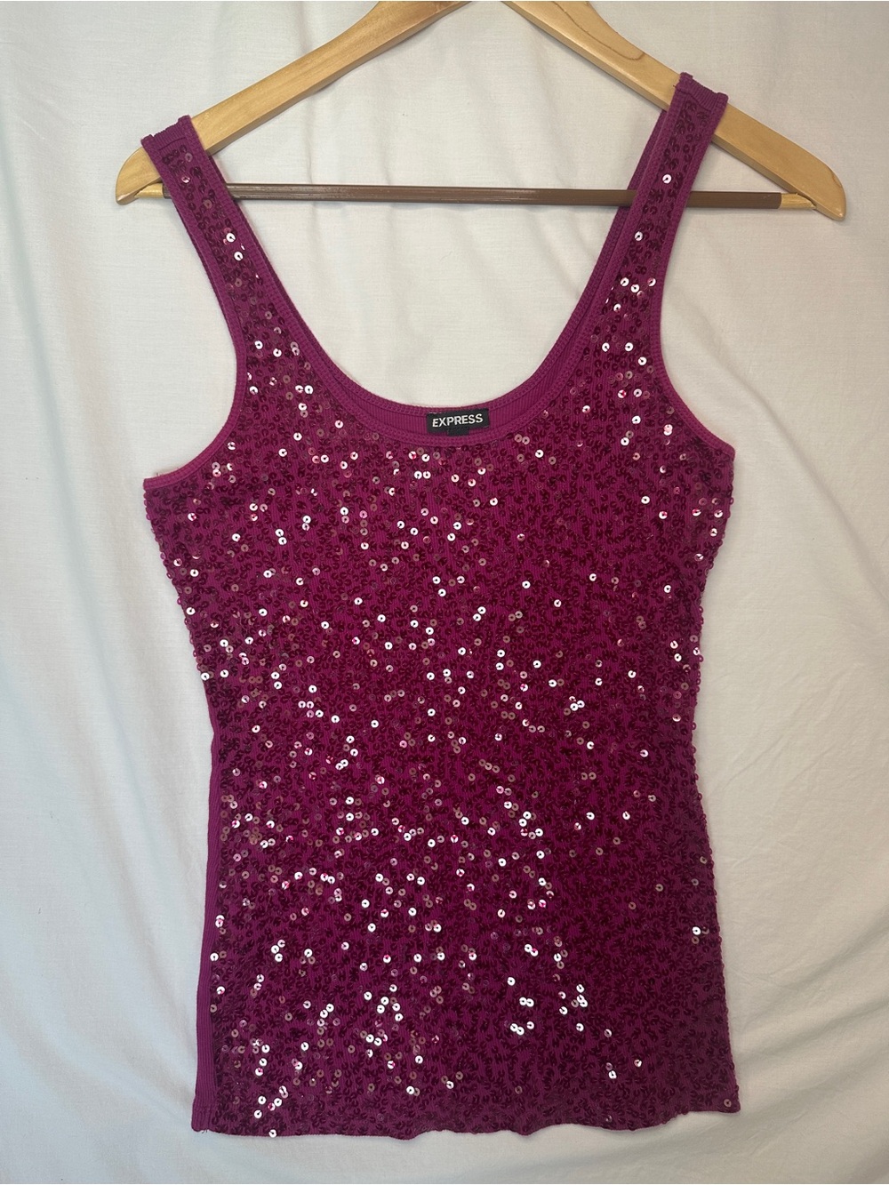 Express Women’s Fuchsia Sequin Tank Top